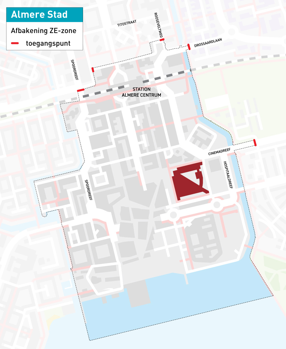Toegangspunten zero-emissiezone Almere Stad